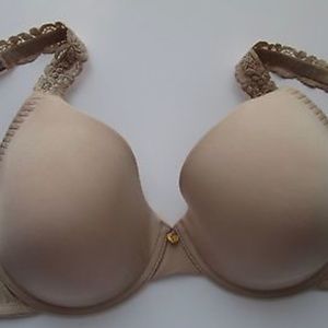 Natori Double Lace Trim Full Fit Contour Bra Size 34DD